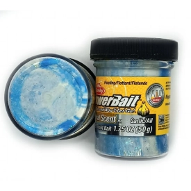 Паста PowerBait Natural Scent, цвет - неоновый голубой, вкус - чеснок, 50гр