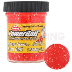Паста PowerBait Natural Scent, цвет - красный, вкус - икра, 50гр